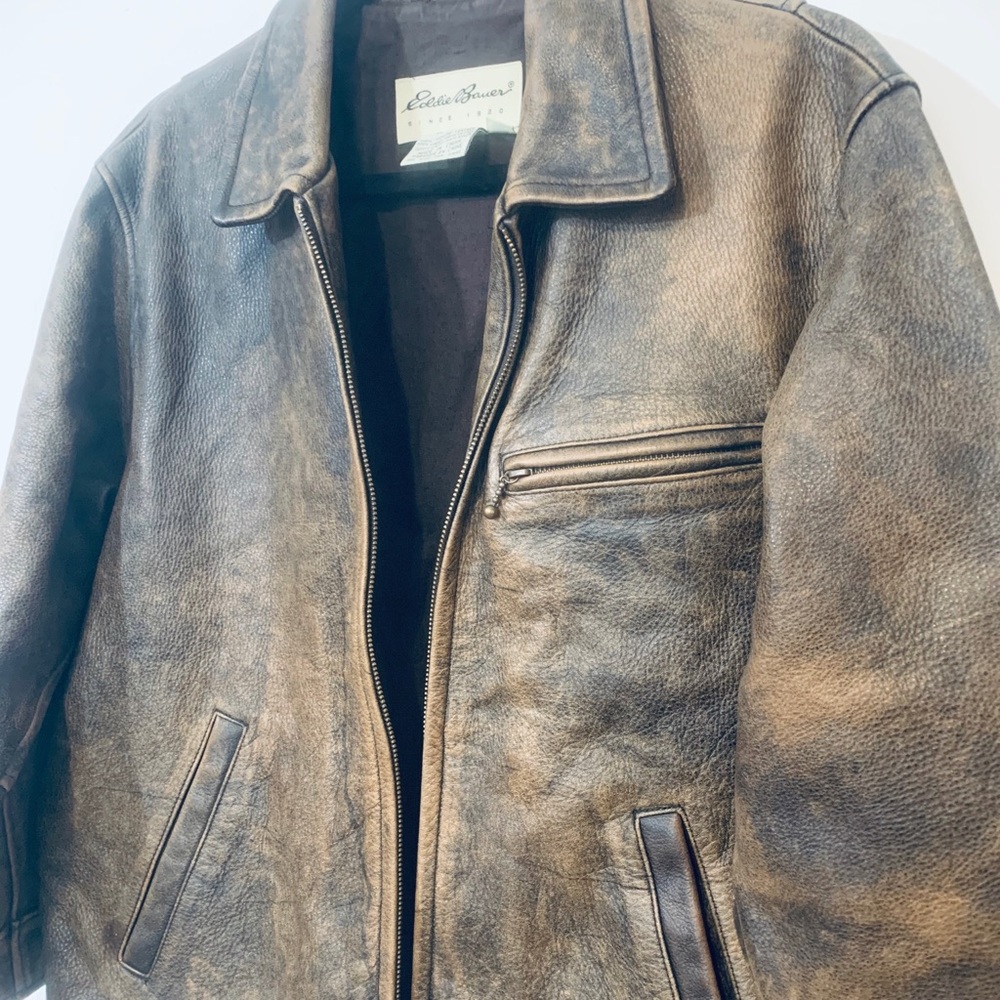 Distressed S/P Eddie Bauer Women’s Leather Jacket - Picture 2 of 8
